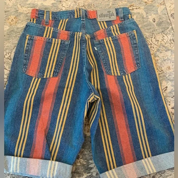 Levi’s Silver Tab Baggy Denim Striped Shorts - Picture 5 of 8